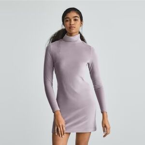 EVERLANE The Velour Mock Neck Mini Dress in Lavender Women's S Pastel Easter